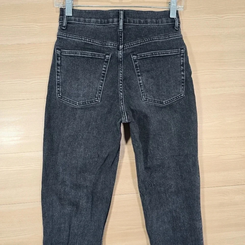 Everlane The Cheeky Jean Size 26R Washed Black Denim Straight Leg‎ High Rise